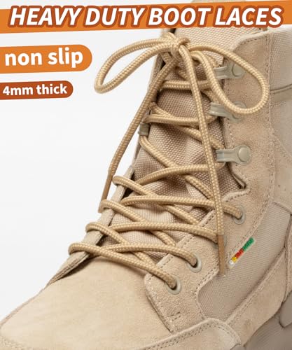 Image of Handshop 2 Pairs Round Boots Shoelaces, Heavy Duty Outdoor Shoe Laces | Replacement Shoestrings for Hiking, Running, Sporting Shoes and Work boots, Sturdy and Robust, 28 Colors, 30-63 inch Length
