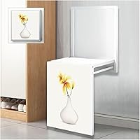 WAYUTO Foldable Wall Mounted Shoe Changing Stool with Cushion - Picture Frame Decor, Bathroom Shower Seat, 220lb Capacity