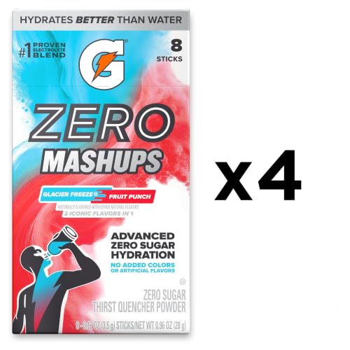 Image of Gatorade Zero Sugar Electrolyte Powder Drink Mix, Mashups Glacier Freeze-Fruit Punch, (32 Servings), No Artificial Flavors, No Added Colors, Zero Sugar, Sports Drinks, Hydration, Electrolyte Drink