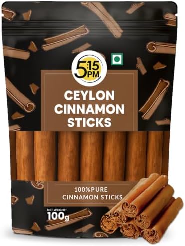 5:15PM Ceylon Cinnamon Sticks Original 100gm | SriLankan Dalchini Cinnamon Stick | World's Finest Ceylon Dalchini Quills | Genuine Source Certified