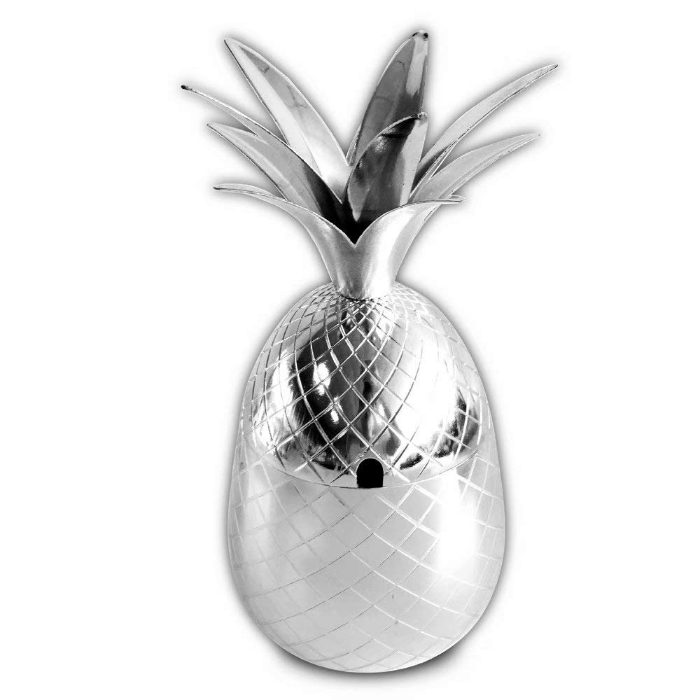 Gobelet ananas 510 cl paille argenté fait main cadeau anniversaire