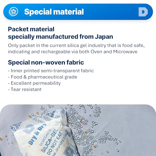 Image of Dry & Dry 100 Gram [14 Packets] Orange Indicating Silica Gel Packets Desiccants - Food Safe Silica Packs, Silica Gel, Silica Packets, Desiccant Packs for Food Storage