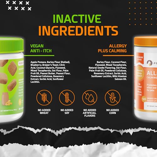 Image of PointPet Allergy Plus Calming Formula & Vegan Skin Support for Dogs Bundle - Seasonal Allergy Relief & Itchy Skin Support - Soft Chews, 120 & 90 Count - Omega 3, Turmeric, Probiotics