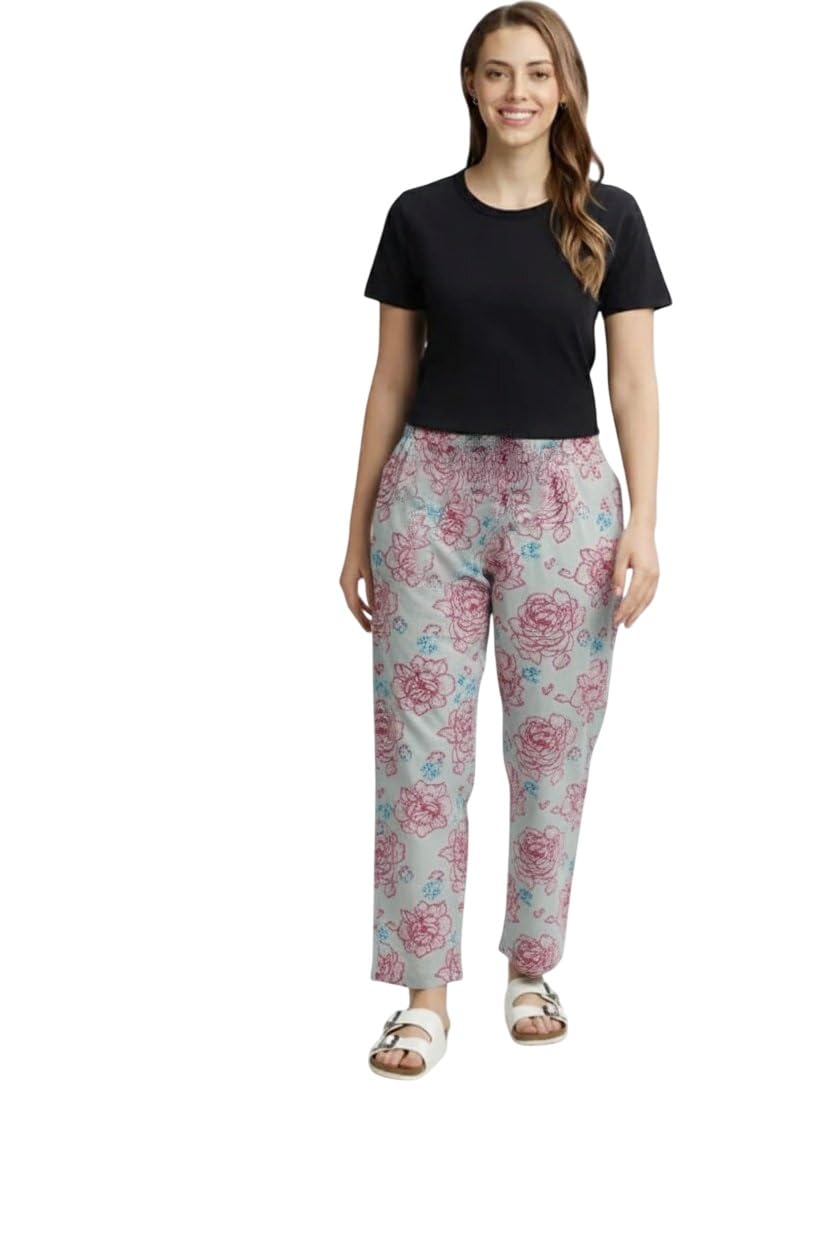 Women's Cotton Floral Print Pyjama Pants, Trendy Fashion Look for All Season.-image-47