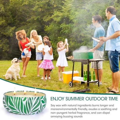 280Std Citronella Kerze Outdoor Groß, 3 x 400g Outdoor Kerze Natürliche Sojawachs 8% Citronella Öl, XXL Zitronella Kerzen Garten mit 3 Docht, Kerzen Set für Garten Terrasse Grill