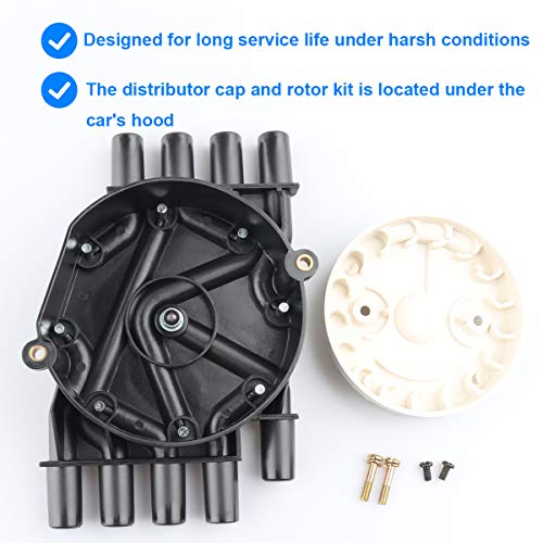 Ignition Distributor Cap and Rotor Kit, Replace D329A 10452459 Compatible with Chevy GMC 5.0 5.7 Vortec 305 350 454-1996-1999 C1500 K1500 Suburban C2500 K2500 Suburban, 1996-2000 Tahoe Yukon, More - Thumbnail 3
