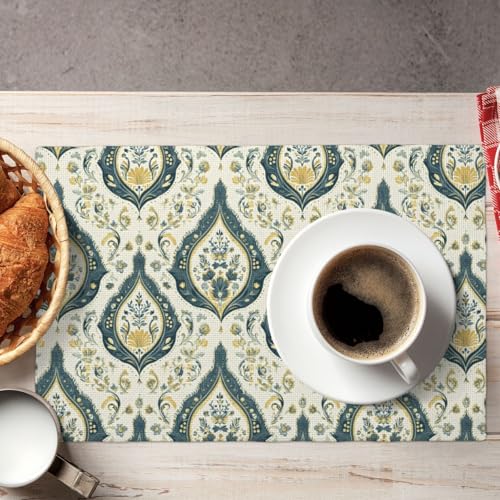 Sets de table vert rétro en faux lin 30x45 cm | Lot de 4 - 6