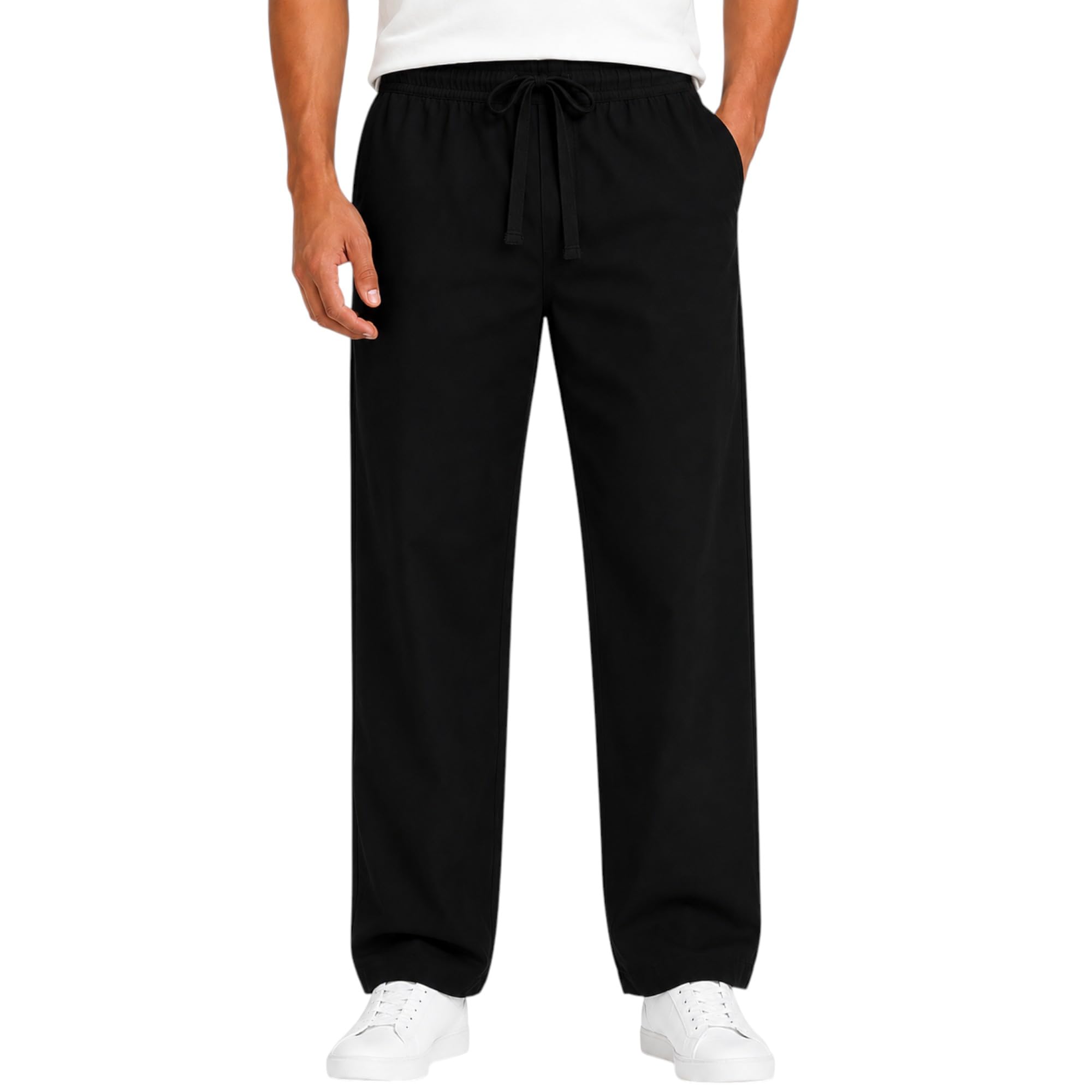 lirit Mens Solid Relaxed Fit | Full Length | Casual Trouser with Elastic Drawstring Waist | Durable Fabric, Comfortable Straight Fit | Lounge, Pants with Side Pockets-picture-10