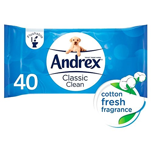 Andrex Classic Clean Cotton Fresh - Toallitas de baño Desechables (40 Unidades, 14,8 x 9,4 x 3,8 cm)