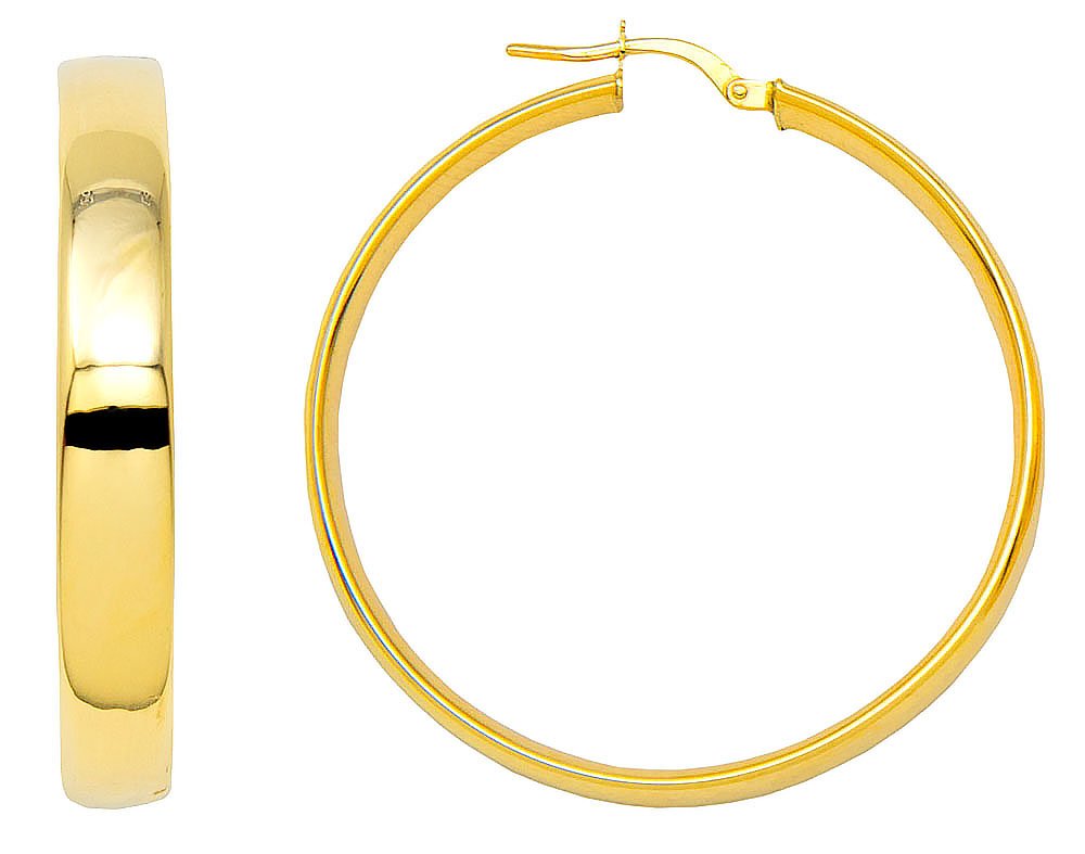 LooptyHoops14k Yellow Gold Medium Flat & Wide Hoop Earrings (5mm Wide)