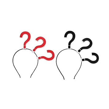 Beaupretty 2Pcs Party Headband Question Mark Hair Hoop Funny Headdress Party Dress Up for Festival Birthday (Red, Black)