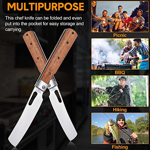 Lasnten 2 Sets Folding Chef Knife 4.9 Inch 440A Stainless Steel Blade Peeling Utility Knife Sharp Portable Japanese Pocket Knife With Olive Wood Handle For Outdoor Camping Cooking Kitchen Bbq Fishing #TOP5