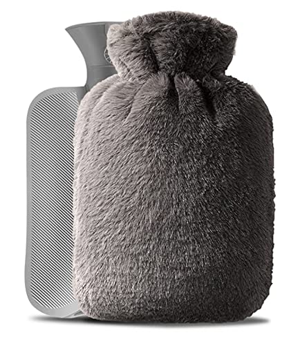 KAXIMON Botella de agua caliente con cubierta de piel sintética suave, bolsa de agua caliente de PVC de gran capacidad, bolsa de agua caliente para familiares, amigos, gran regalo Cover