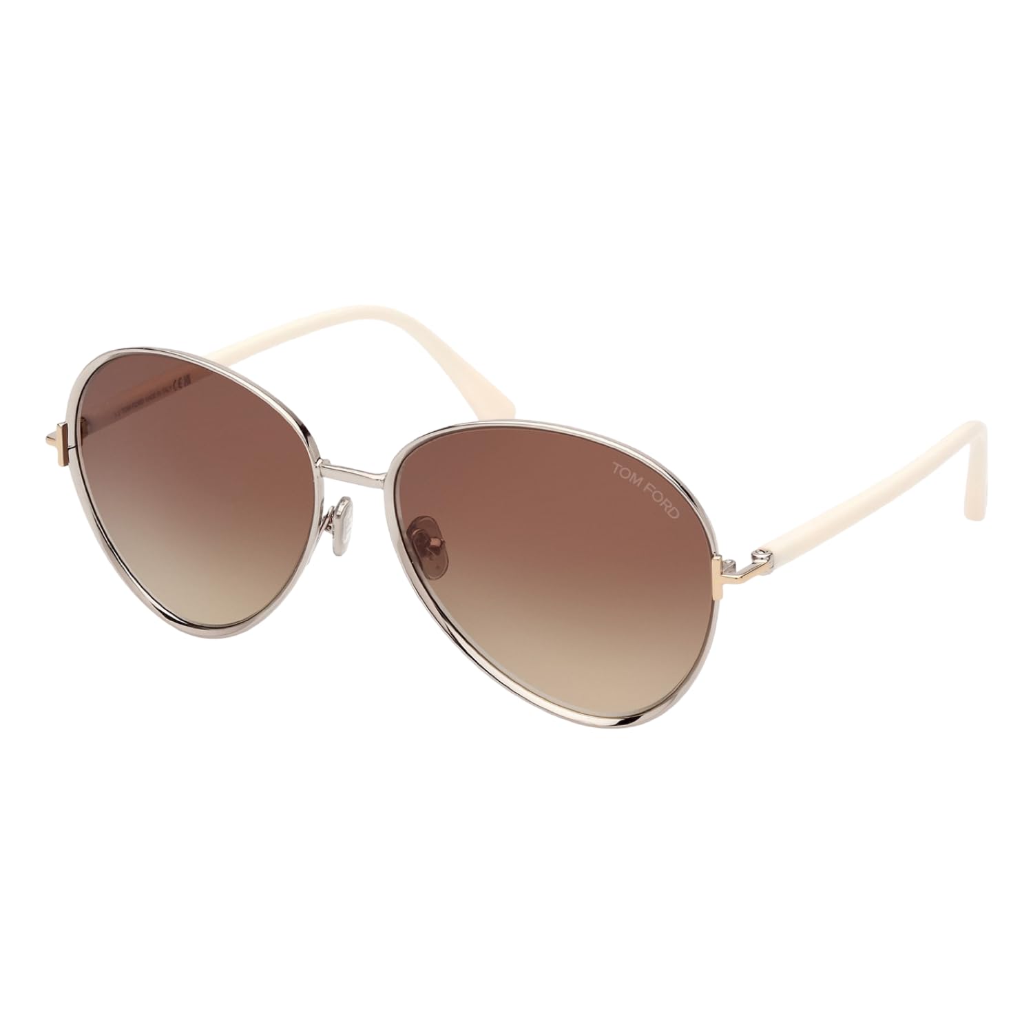 Womens Brown Lens Silver Oval Full rim Sunglasses with 100% UV Protection - FT1028 59 16G-image-47