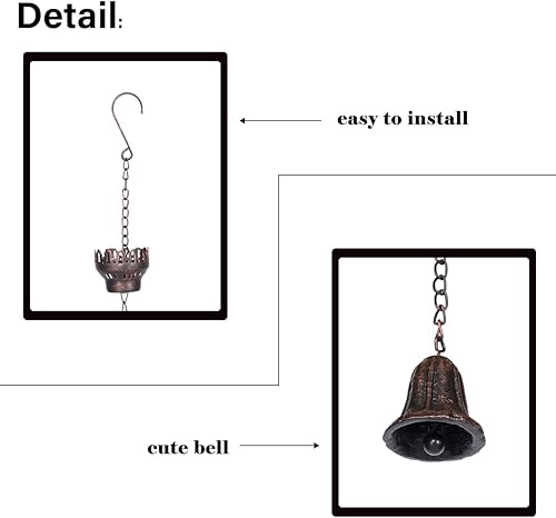 Miniatura 3 de Cadena de lluvia de colibrí y taza de 8.5 pies, decoración para exteriores, canaleta de lluvia, drenaje de lluvia, cadena con campana