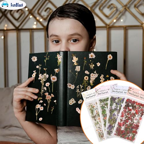 Image of FunBlast Kawaii Sticker Set - 4 Packets, 500+ Stickers for Kids, Nature Vintage Sticker, Beautiful Flowers and Leaf Retro Decorative Stickers, Self Adhesive, Japanese Style Stickers (Multicolor)