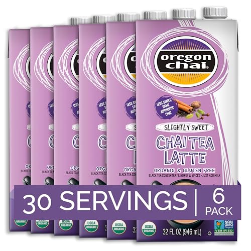 Oregon Chai Slightly Sweet Chai Concentrate, 32 Fluid Ounce (Pack of 6)