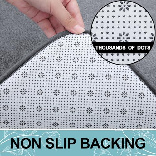 Image of Smiry Memory Foam Bath Mat, Super Soft Absorbent Bathroom Rugs Non Slip Bath Rug Runner for Shower Bathroom Floors, 17 inch x 24 inch, Dark Grey