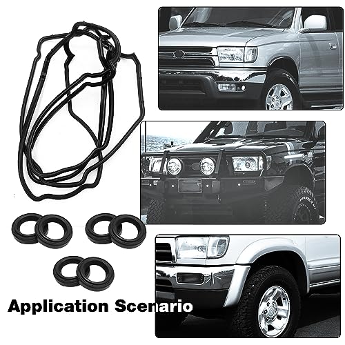 Image of Engine Cylinder Valve Cover Gasket Set VC203 VS50422R MS 95899 Replacement for Toyota 4Runner 3.4L 1996-2002 T100 3.4L 1995-1998 Tacoma 3.4L 1995-2004 Tundra 3.4L 2000-2004