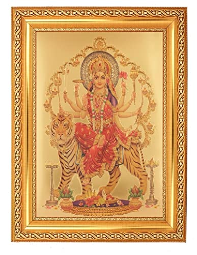Cadeau Maa Durga sous cadre en feuille d'or pour fête indienne
