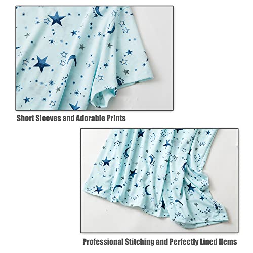 Doovid Women's Nightgown Short Sleeves Sleepwear Cotton Night Shirts Casual Loose Print Nightdress Green Stars X-Large #TOP3