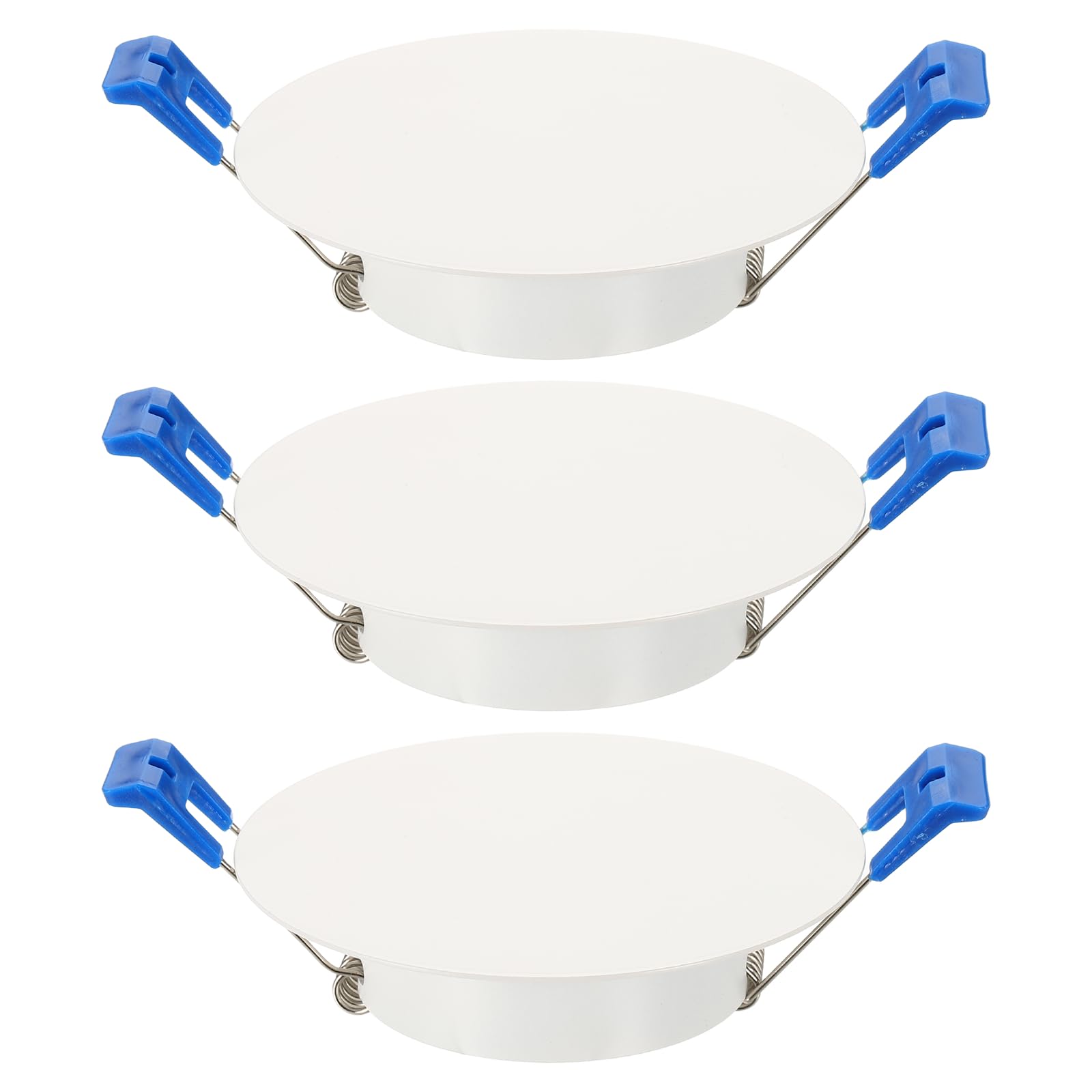 sourcing map 3Pcs 100mm/3.9" Round Ceiling Cover Plate, Downlight Hole Speaker Wall Hole Spring-Lock Decorative Steel Trim Cap Access Panel for 2.8-3.1" Ceiling or Drywall Openings, Matte White