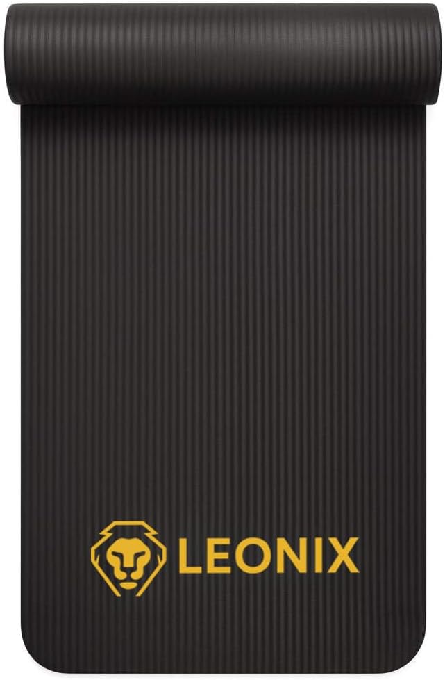 Thick Yoga Mat 10mm Non-Slip Exercise Mat for Home Gym – Extra Cushion Workout Mat for Women & Men, Anti-Tear, Comfort Knee Support – Leonix