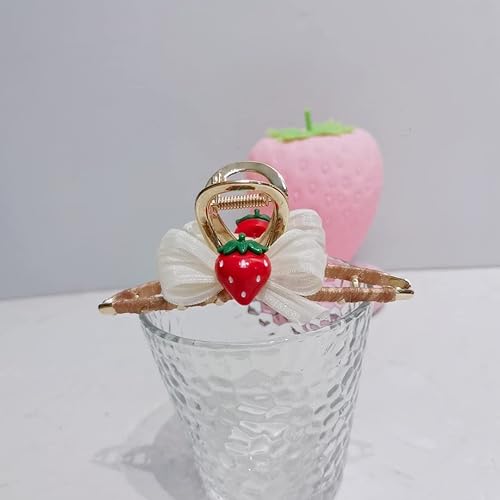 Miniatura 7 de Pinza para el pelo de fresa para niña, accesorio para el cabello Lolita de encaje 1 pares (color 1)