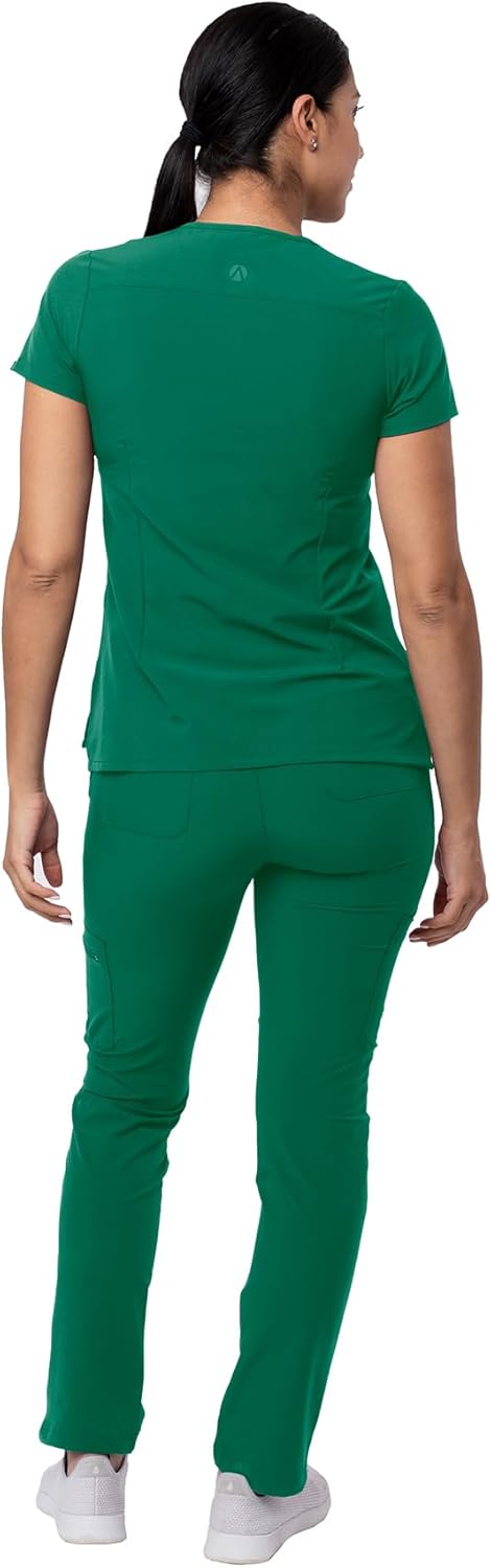 Adar Addition Scrubs Set for Women - Stretch V-Neck Scrub Top & Skinny Cargo Scrub Pants, 10 Pockets - Image 2