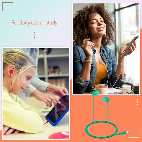 Image of Macarrie 200 Pack Earbuds Bulk Earphones 3.5 mm Classroom Headphones for Adult Assorted Colors Earbud Wired Earphone Without Mic for Adult Office Home Individually Bagged(Colorful)
