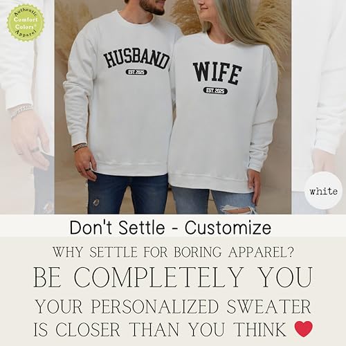 Wifey Year Est. Hoodie or Sweater – Custom Bride Gift, Wedding Anniversary Outfit, Cozy Honeymoon Apparel3