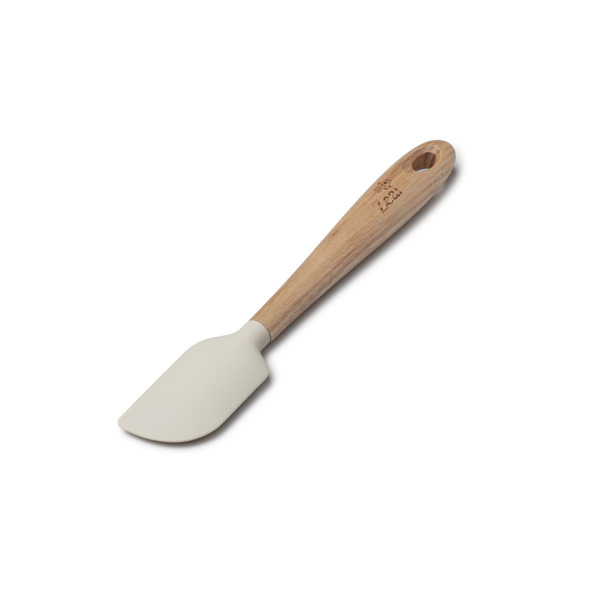 Zeal Silicone Spatula with Ash Wooden Handle – 19cm Non-Scratch, Heat-Resistant Cooking & Baking Spatula for Mixing, Scraping & Folding (Cream)