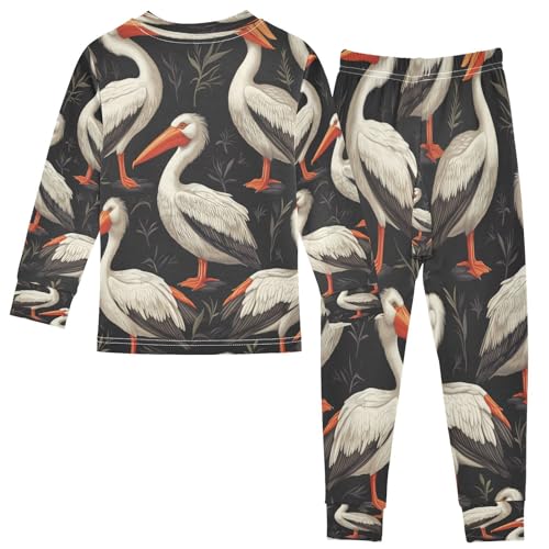 Pajama Sets Long Sleeve Pelican Pattern Print Design Soft Comfy Sleepwear 2 Piece PJS 3-8T3