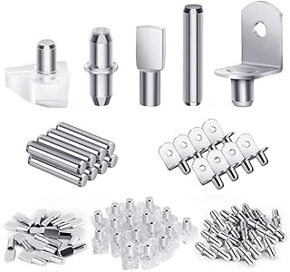 Occus 120Pcs Shelf Pegs Kit, 5 Styles Shelf Pins Shelf Support Pegs, Cabinet Shelf Pegs for Shelves Bookcase Bookshelf Pegs - (Color: Silver)
