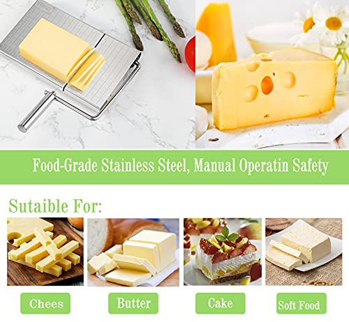Cheese Slicer With Wire For Block Cheese - Adjustable Cheese Cutter Board With 5 Replacement Wires - Stainless Steel Precise Scale For Clear Cuts #TOP1