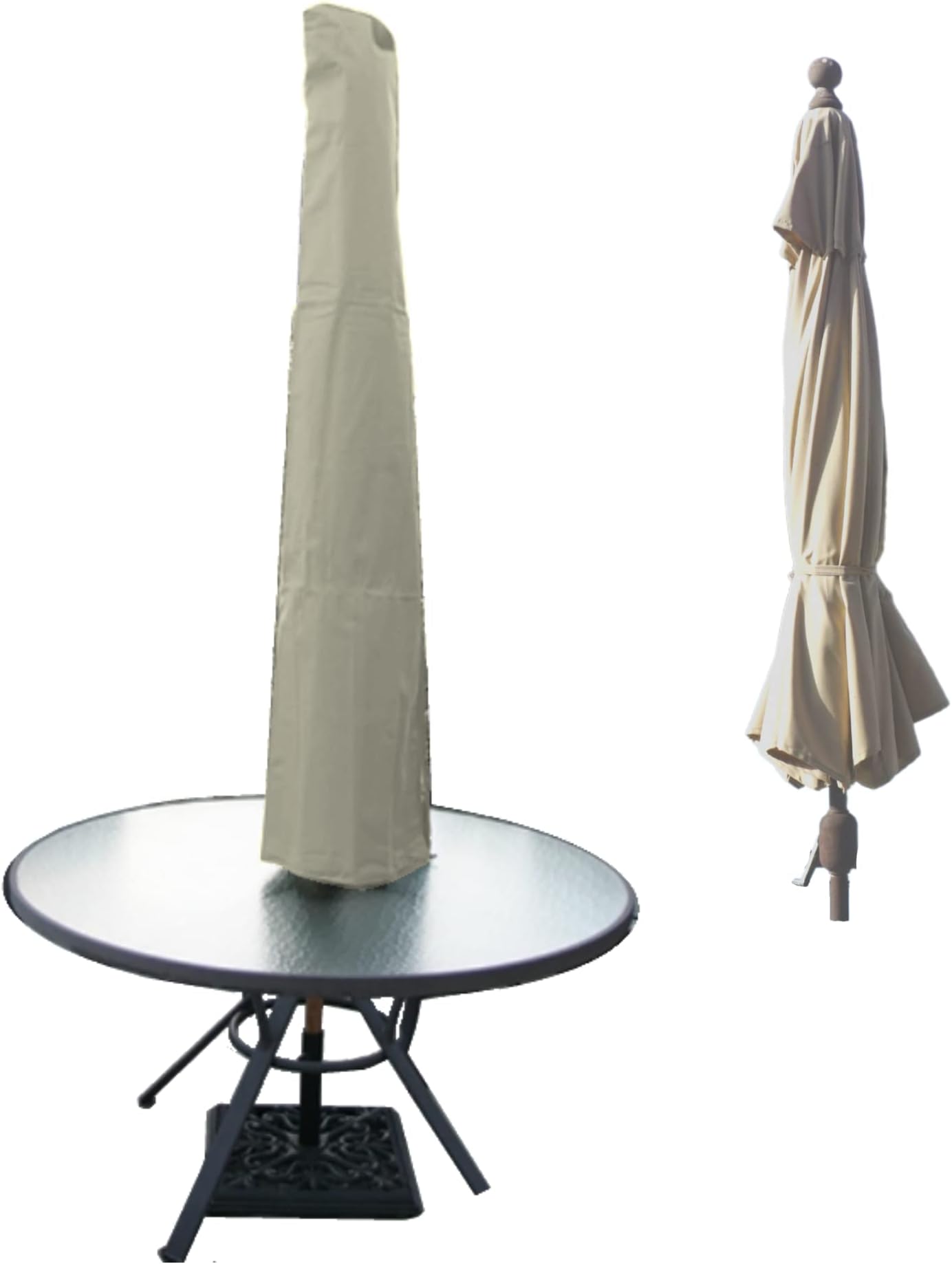 Premium Tight Weave Outdoor Patio Umbrella Cover - Heavy Duty UV Treated and Water-Resistant Fabric - Fits 7 to 11 feet Umbrellas - Taupe (1)