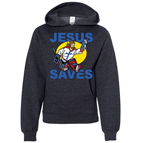 Dolphin Shirt Co Jesus Saves Hockey Premium Youth Sweatshirt Hoodie