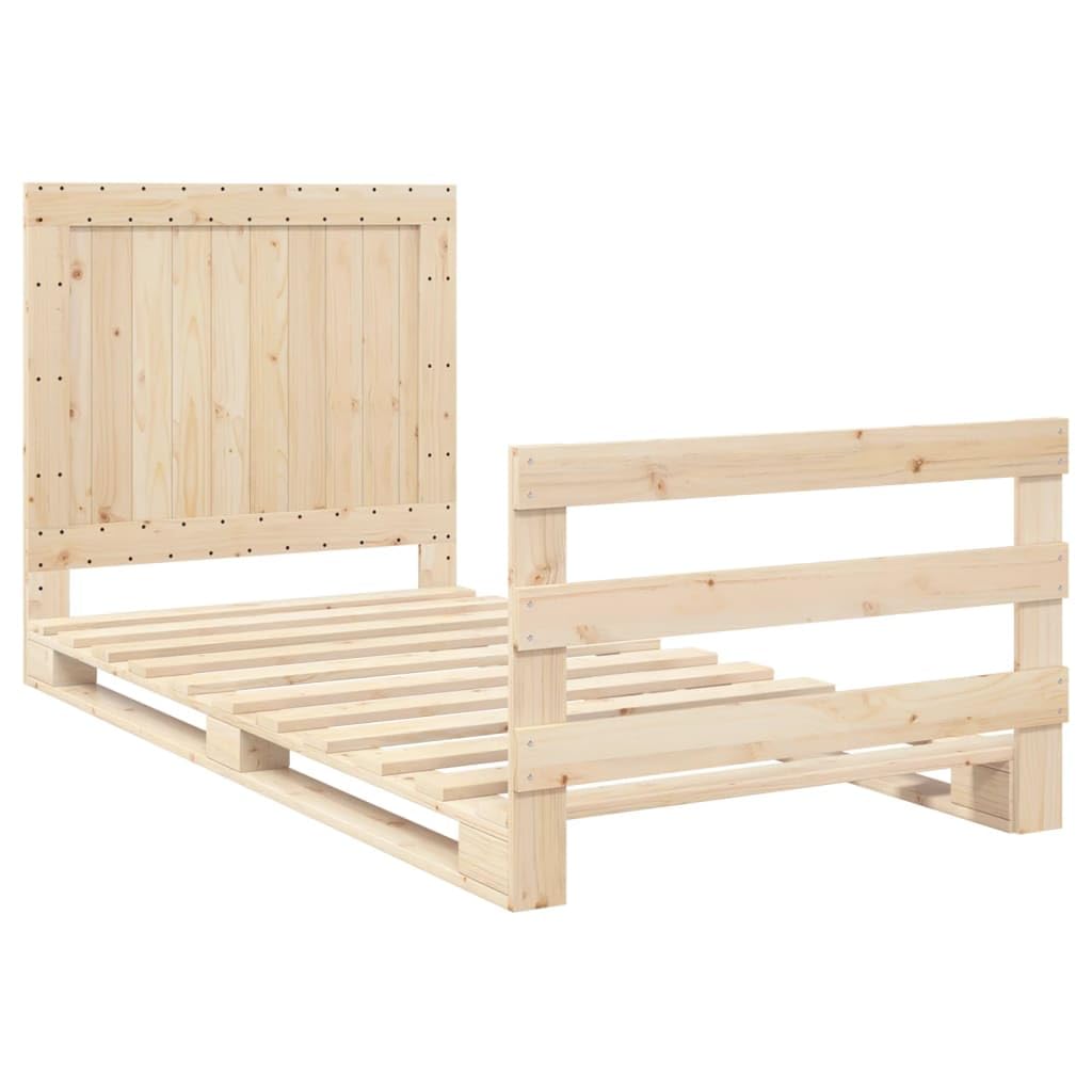 lite drewno sosnowe z wezgłowiem i podnóżkiem standard brąz 100x200 cm