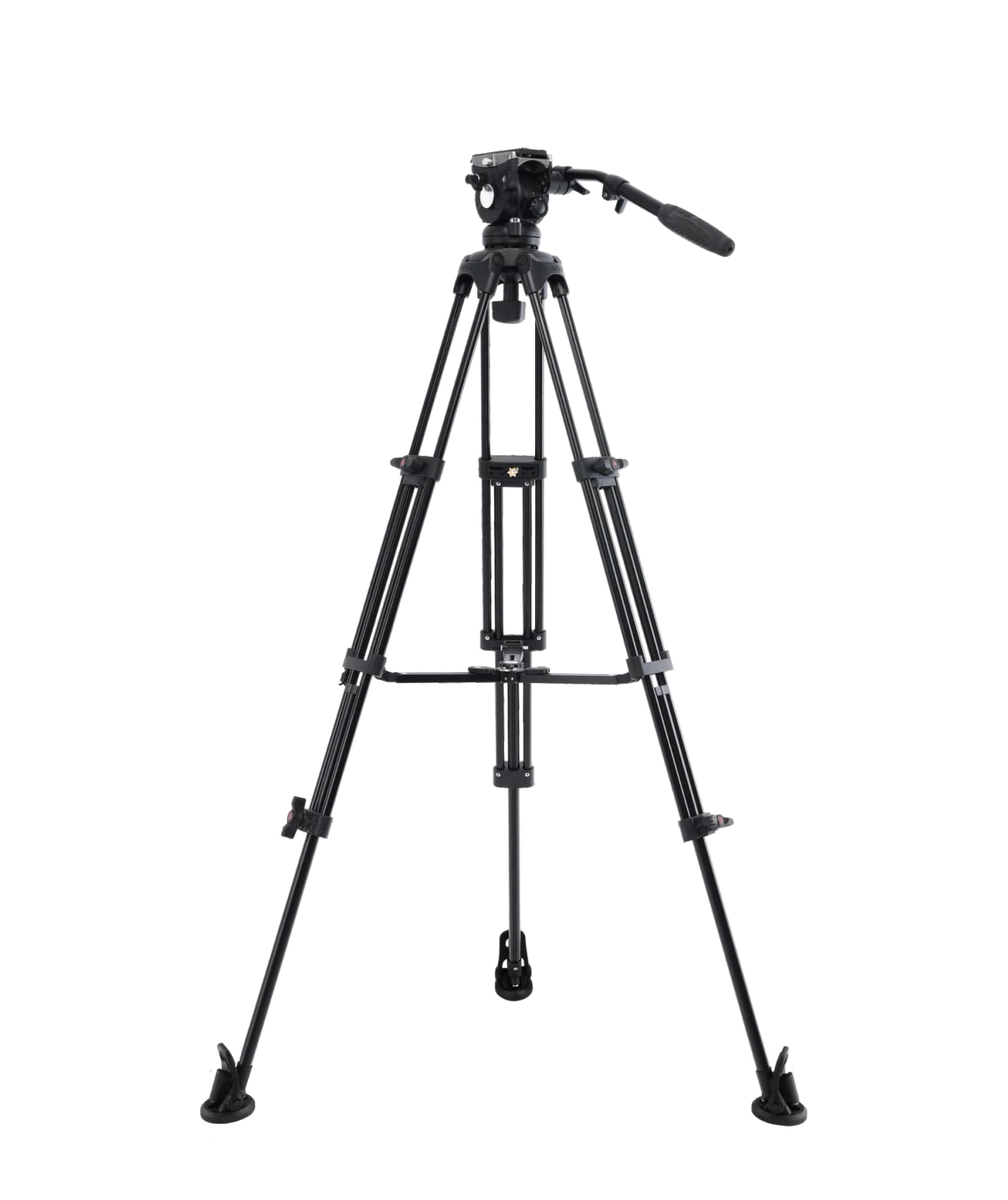 E-Image EK740A Professional Video Tripod System with 740H Fluid Head, GA752S Two Stage Aluminum Tripod Legs, GS01 Mid-Level Spreader. Quick Release Plate, Carry Bag, 13.2lbs Load, 30.3-64.8 in Height