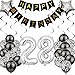 Kiwochy Luftballon 28. Geburtstag Dekoration - Black and Silber Party Deko für Junge, Männer, Frauen - Geschenk 28 Jahre