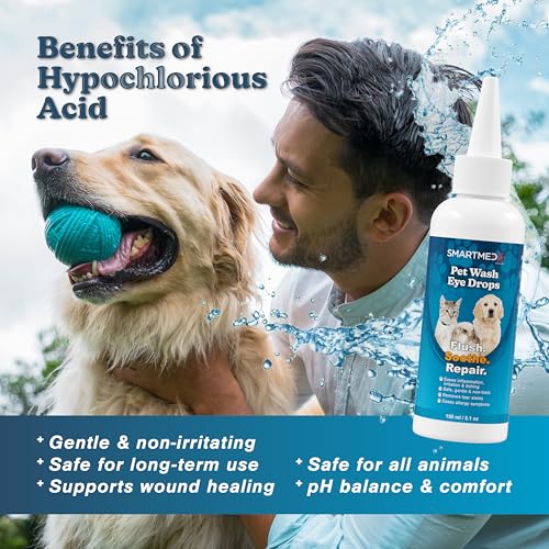 Image of Pet Eye Wash Drops for All Animals - Large 5.1 fl oz Hypochlorous Acid Eye Cleanser, Gently Flushes & Soothes Irritated Eyes, Helps Remove Tear Stains, Safe & Non-Toxic (2)