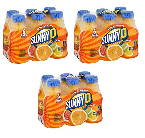 Sunny D Fruit Juice, Orange, 10 Fl Oz, 6 Count (Pack of 3)