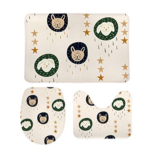 Tapis de bain 3 pièces lavable en machine avec contour WC piédestal - 2