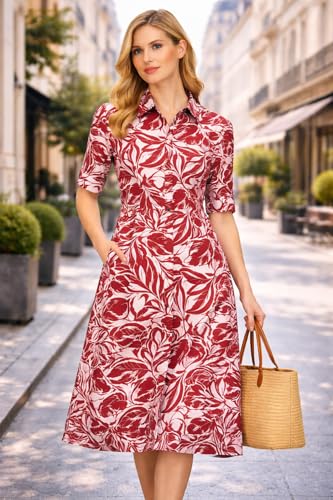 Image of Midi Dress for Women | Rayon A-Line Dress with Pockets | Casual Western Dress for Women | Comfortable Everyday Wear