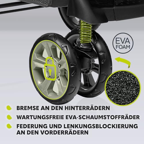LIONELO Emma Plus Kinderwagen bis zu 15 kg, Kindersportwagen, leicht modern klein Buggy mit Liegeposition, zusammenklappbar, große Räder, großer Korb, Tasche Stone