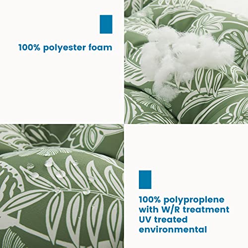 Blisswalk Outdoor Chair Cushion，Tufted Outdoor Cushion Seat And Back, Floral Patio Furniture Cushion With Tie,40"X20",All Weather #TOP2