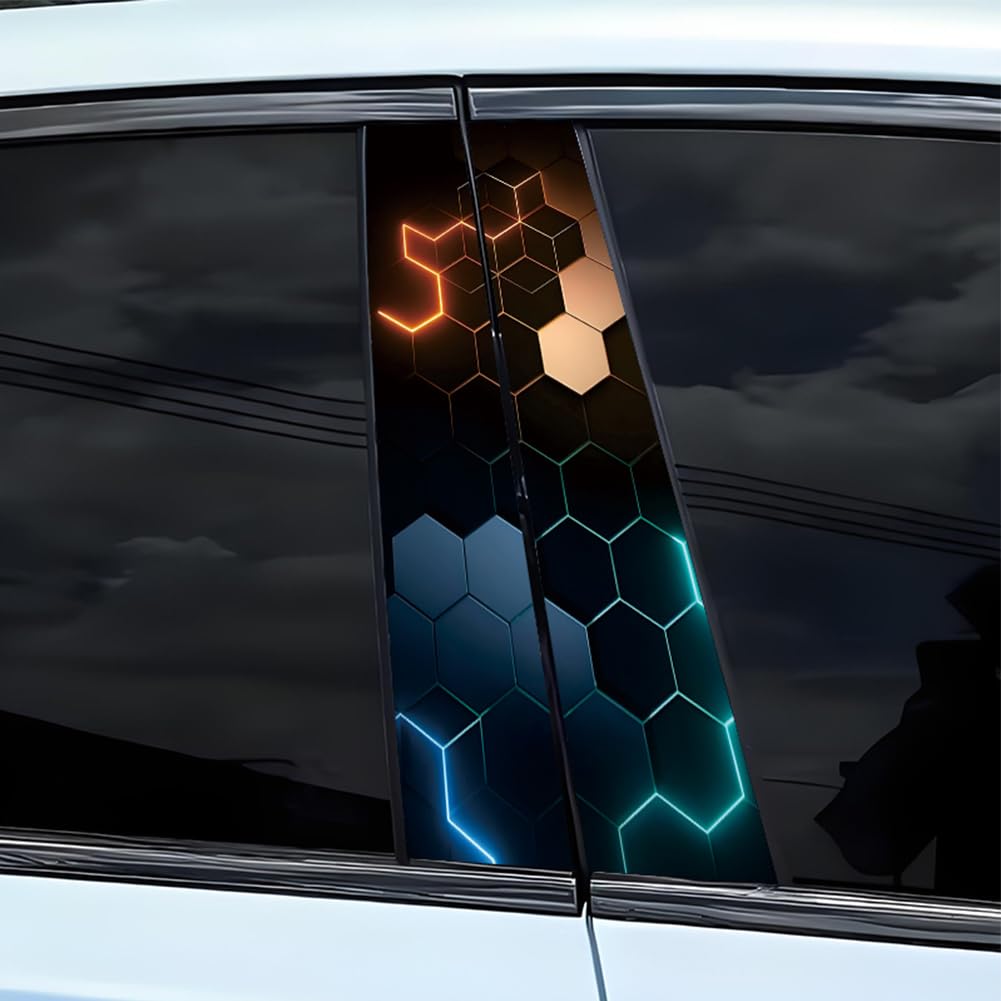 2PCS Car Stickers Car Pillar Decal Vinyl Waterproof Car B-Pillar Sticker Scratch Cover Door Trim Stickers DIY Auto Decoration (BU3)