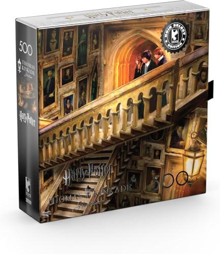 Ceaco - Silver Select - Thomas Kinkade Harry Potter - Grand Staircase - 500 Piece Jigsaw Puzzle for Adults - Challenging Puzzle Perfect for Game Nights