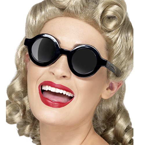 Smiffys Sonnenbrille im 40er-Jahre-Stil, rund, Schwarz
