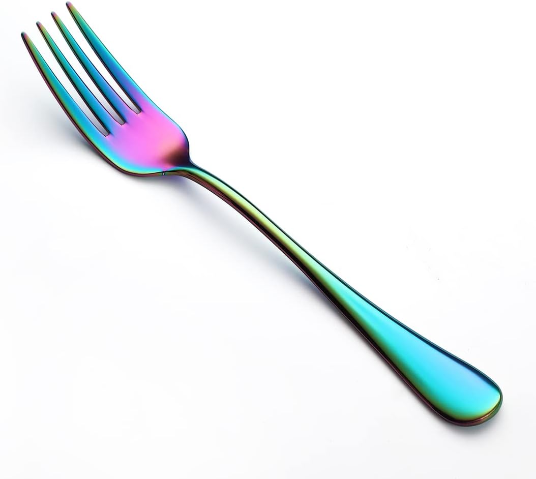 Colorful Salad Forks Set of 8, Stainless Steel Rainbow